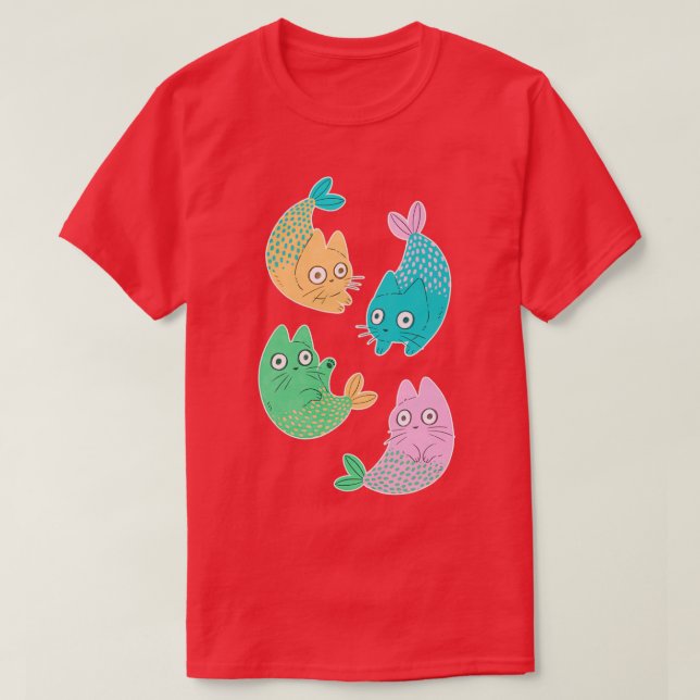 Camiseta Pastel Purrmaids (Frente do Design)