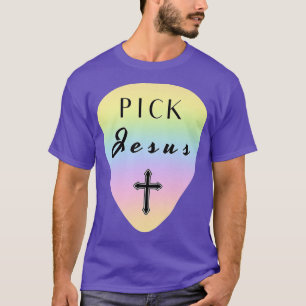 Camiseta Pastel Rainbow Guitar Pick Pun Jesus Christia
