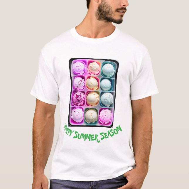 Camiseta Pastel Rainbow Scoop Sorvete Delight Summer (Frente)