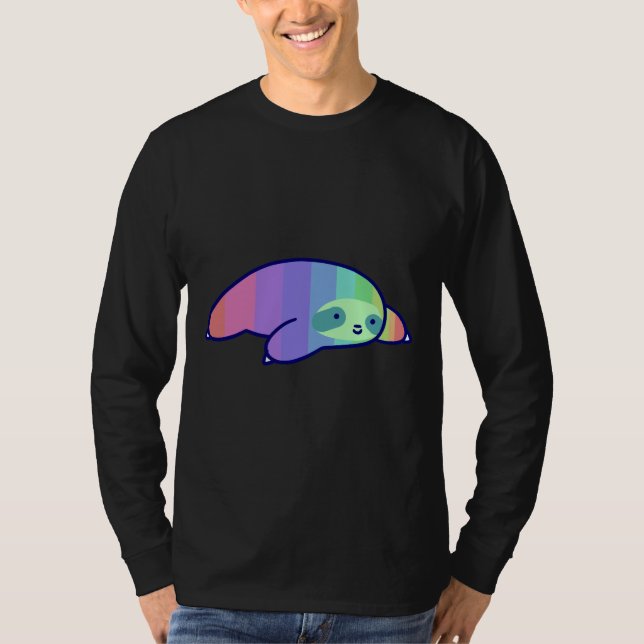 Camiseta Pastel Rainbow Sloth (Frente)