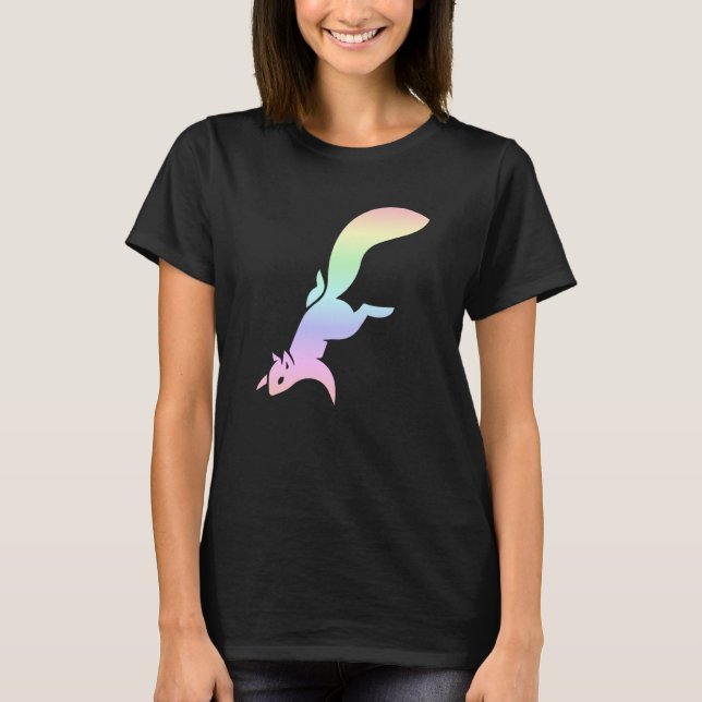 Camiseta Pastel Rainbow Squirrel Silhouette (Frente)