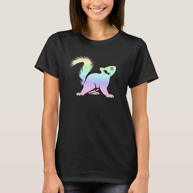 Camiseta Pastel Rainbow Squirrel Silhouette Cute (Frente)