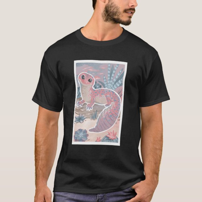 Camiseta Pastel rosa Leopardo Gecko Pet Lizard Cuja Lápida  (Frente)