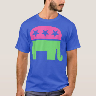 Camiseta Pastel Rosa Verde-Rosa, Elefante Direito republica