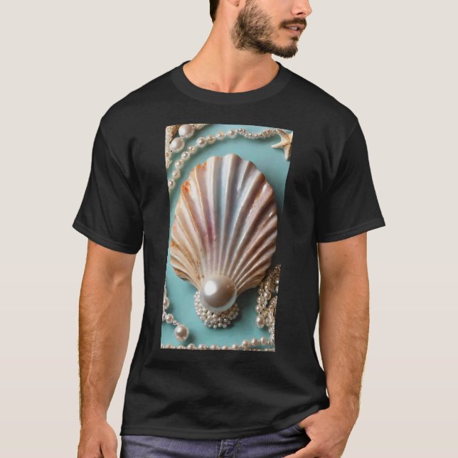Camiseta Pastel Seashell com Pérolas (Frente)