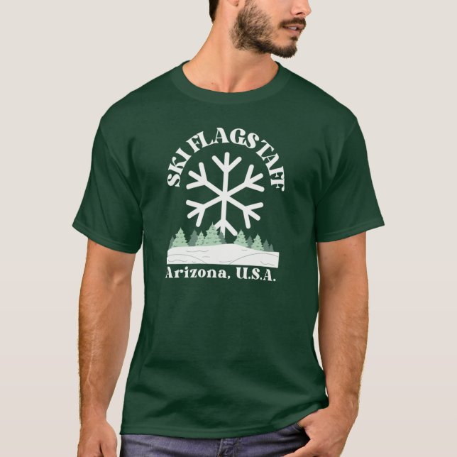 Camiseta Pastel Ski Flagstaff Arizona White Text Ski Skiing (Frente)