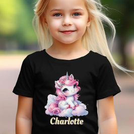 Camiseta Pastel sparkle unicorn preto de nuvem mágica