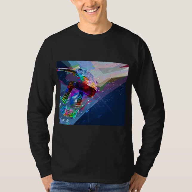 Camiseta Pastel super skater colorido da silhueta (Frente)