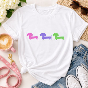 Camiseta Pastel Triplo Dachshund para Mães Doxie