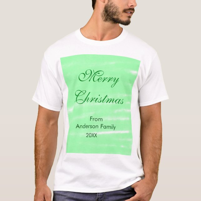 Camiseta Pastel verde aquarela feliz natal moderno (Frente)