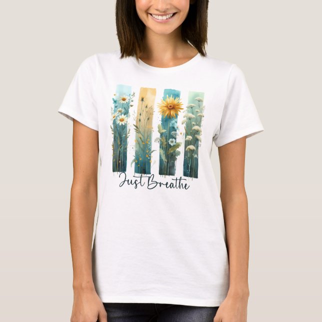 CAMISETA PASTEL WATERCOLOR WILDFLOWER BRUSHSTROKES (Frente)