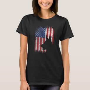 Camiseta Pastor Alemão Americano Bandeira EUA Cachorro Patr