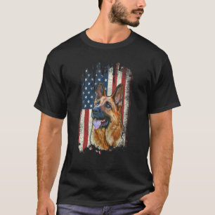 Camiseta Pastor Alemão Angustiado Bandeira Americana Patrió