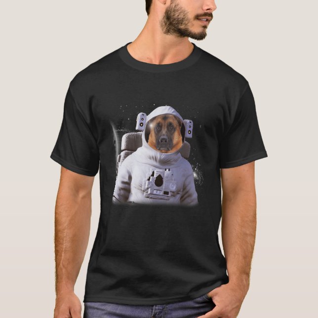 Camiseta Pastor Alemão Astronauta Profundo No Espaço Cósmic (Frente)