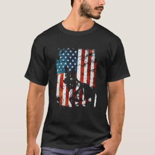 Camiseta Pastor Alemão Bandeira Americana EUA Cachorro Patr
