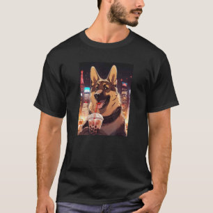 Camiseta Pastor Alemão Boba Bubble Tea Cachorro Engraçado J