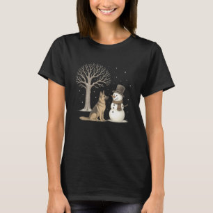 Camiseta Pastor Alemão Boneco de Neve Inverno Vintage Natal