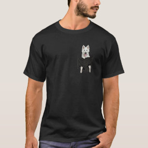 Camiseta Pastor Alemão Branco No Bolso Cachorros