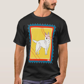 Camiseta Pastor Alemão Branco Selo Postal