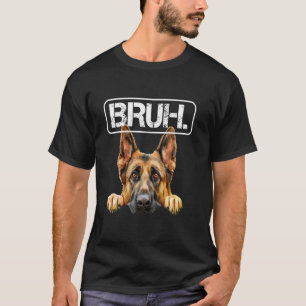 Camiseta Pastor Alemão Bruh Amante de Cachorro Engraçado