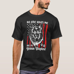Camiseta Pastor Alemão Cachorro da Bandeira Americana Ningu