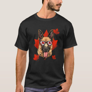 Camiseta Pastor Alemão Canadense Folha de Bordo Patriótico