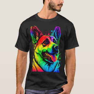 Camiseta Pastor Alemão Colorido Pop Tie Dye Aquarela 2