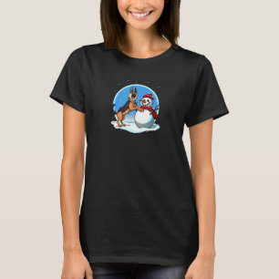 Camiseta Pastor Alemão com boneco de neve