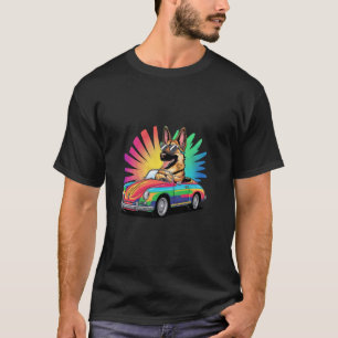 Camiseta Pastor alemão com carro desportivo