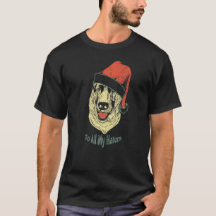 Camiseta Pastor Alemão Com Um Chapéu De Papai Noel Para Cac
