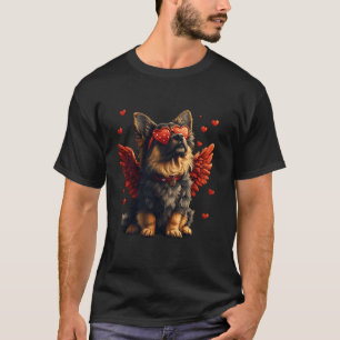 Camiseta Pastor Alemão Cupido Dia dos Namorados Amante de C