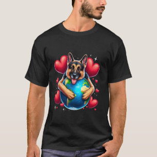 Camiseta Pastor Alemão Dia da Terra Abraço Amor Cachorro Do