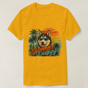 Camiseta Pastor Alemão Energia de Verão  Praia do Pôr do So
