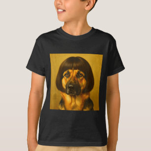 Camiseta Pastor Alemão Engraçado Corte de Cabelo Bob Meme C