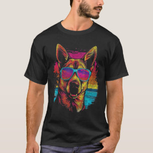 Camiseta Pastor Alemão Engraçado Férias de Verão Tropical