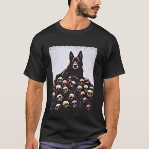 Camiseta Pastor Alemão Esqueleto Gótico Cão Goth
