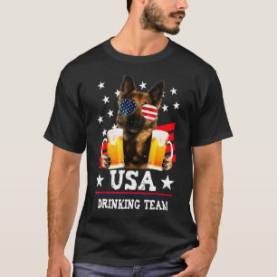 Camiseta Pastor Alemão EUA Equipe de Bebida Dia da Independ