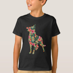 Camiseta Pastor Alemão Flor Cachorro Engraçado Silhueta Flo