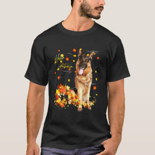 Camiseta Pastor Alemão Folha de Outono Olá Outono Para Cach