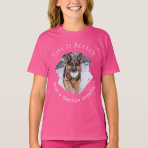Camiseta Pastor Alemão GSD Foto A Vida é Melhor Criança