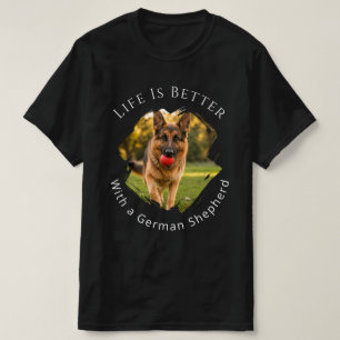 Camiseta Pastor Alemão GSD Foto A Vida é Melhor Homens