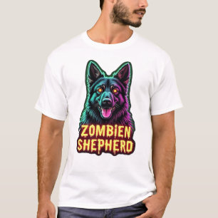 Camiseta Pastor Alemão GSD Shep Cão Zumbi Dia das Bruxas Es