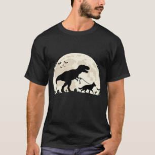 Camiseta Pastor Alemão Halloween Dinossauro Lua Silhueta