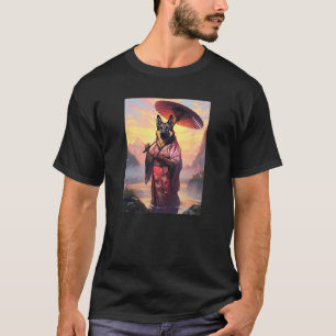 Camiseta Pastor Alemão Kimono Cachorro Engraçado Geisha