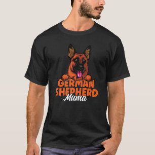 Camiseta Pastor Alemão Mamãe Pastor Alemão Vermelho e Preto