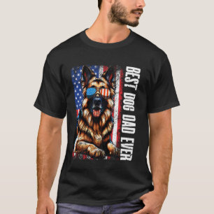 Camiseta Pastor Alemão Melhor Pai Cachorro Americano Bandei