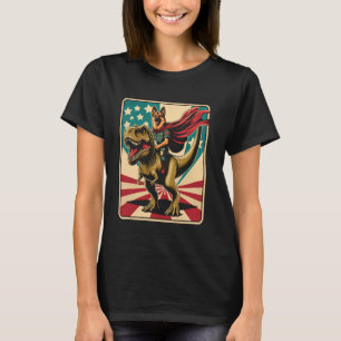 Camiseta Pastor Alemão Montando Dinossauro T Rex, Raça de C