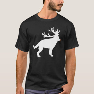 Camiseta Pastor Alemão Natal Nariz de Rena