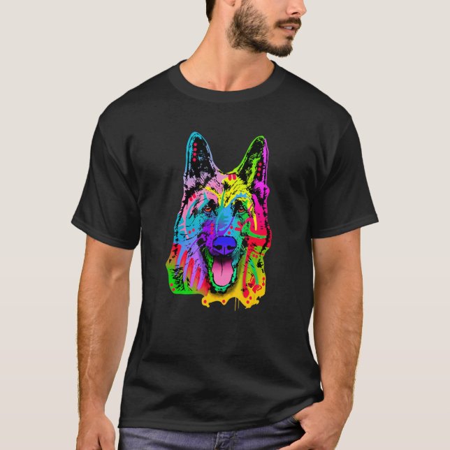 Camiseta Pastor Alemão Neon Shepherd Shepherd (Frente)