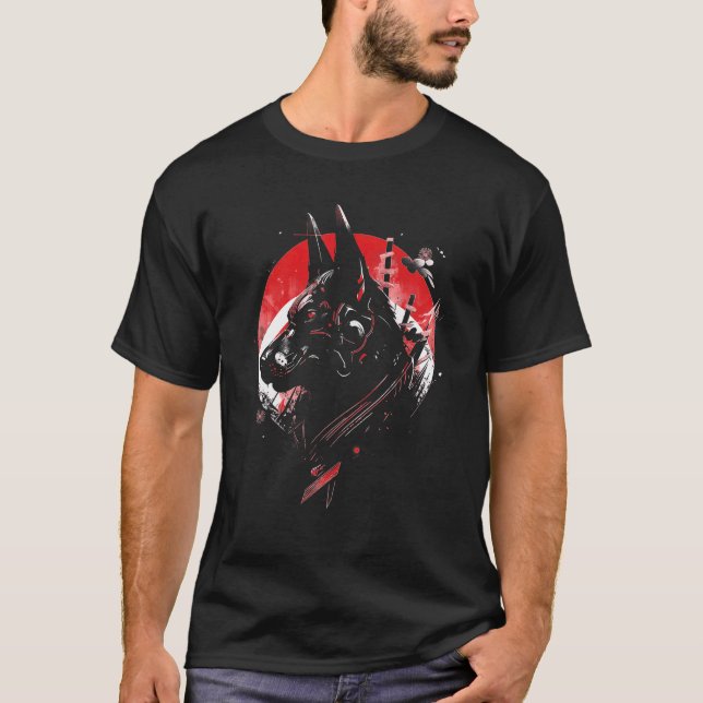 Camiseta Pastor Alemão Ninja Samurai Japonês Transformat (Frente)